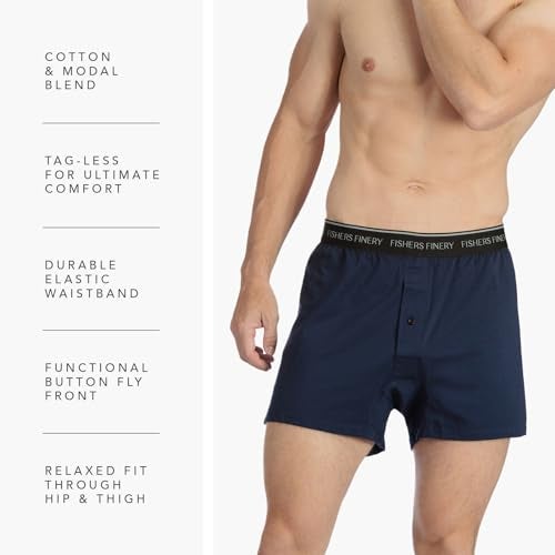 Fishers Finery Mens Tag Less Modal Cotton Microfiber Boxers; 3 Pack (Multi, M) - Image 5