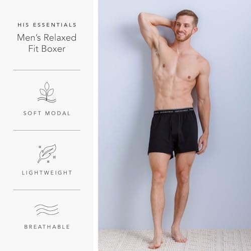 Fishers Finery Mens Tag Less Modal Cotton Microfiber Boxers; 3 Pack (Multi, M) - Image 3