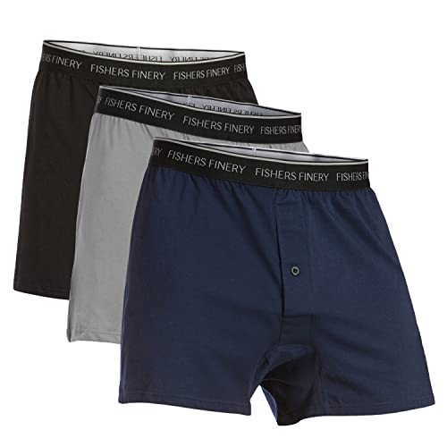 Fishers Finery Mens Tag Less Modal Cotton Microfiber Boxers; 3 Pack (Multi, M) - Image 1
