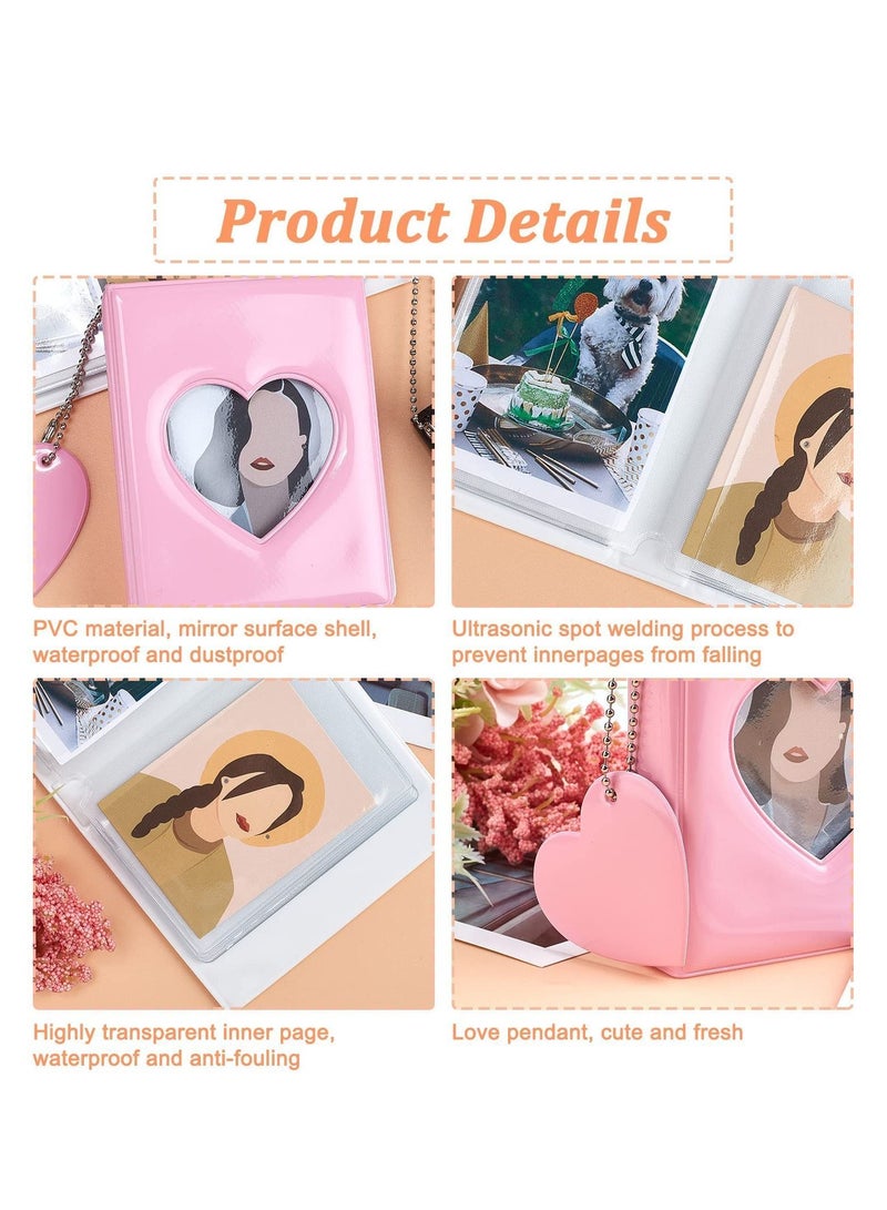 NIBEMINENT 3 Inch Mini Photo Album, Kpop Photocard Holder Book, Colors Heart Hollow Card Binder Album with Pendant 32 Pockets  - Image 4