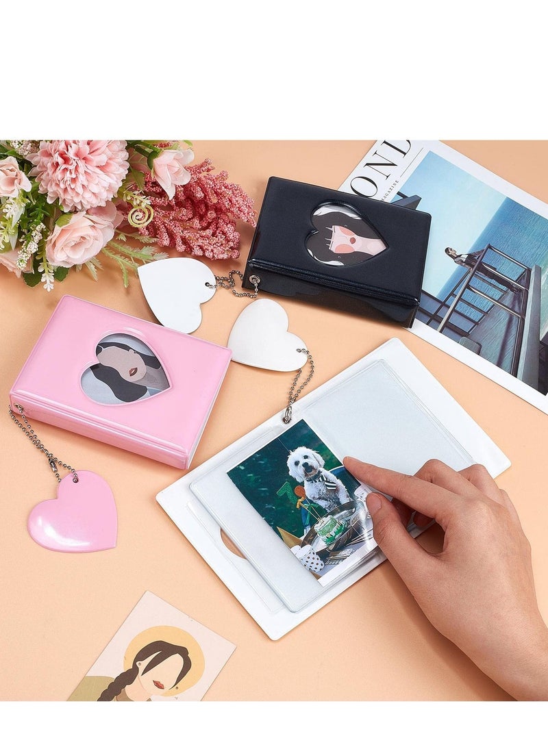 NIBEMINENT 3 Inch Mini Photo Album, Kpop Photocard Holder Book, Colors Heart Hollow Card Binder Album with Pendant 32 Pockets  - Image 3