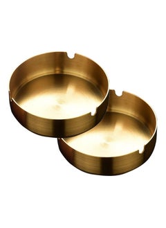 Generic Set of 2 Metal Golden Ashtrays 10 cm  - Image 1