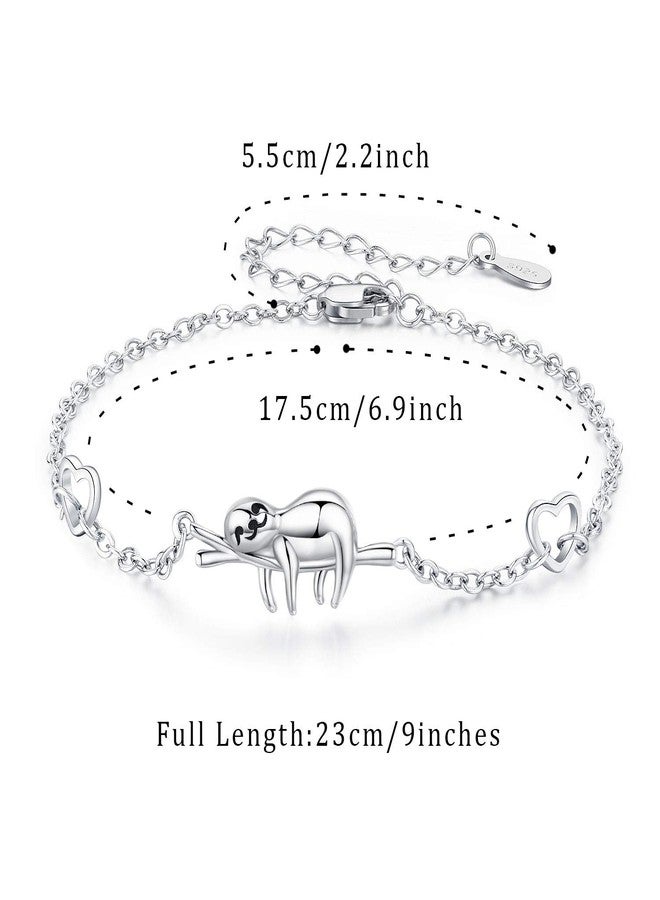 JUSTKIDSTOY Sloth Bracelets Sterling Silver “Slow Down Be Happy” Slider Animal Chain Necklaces for Women Sloth Gifts Lover (Bracelet) - Image 3