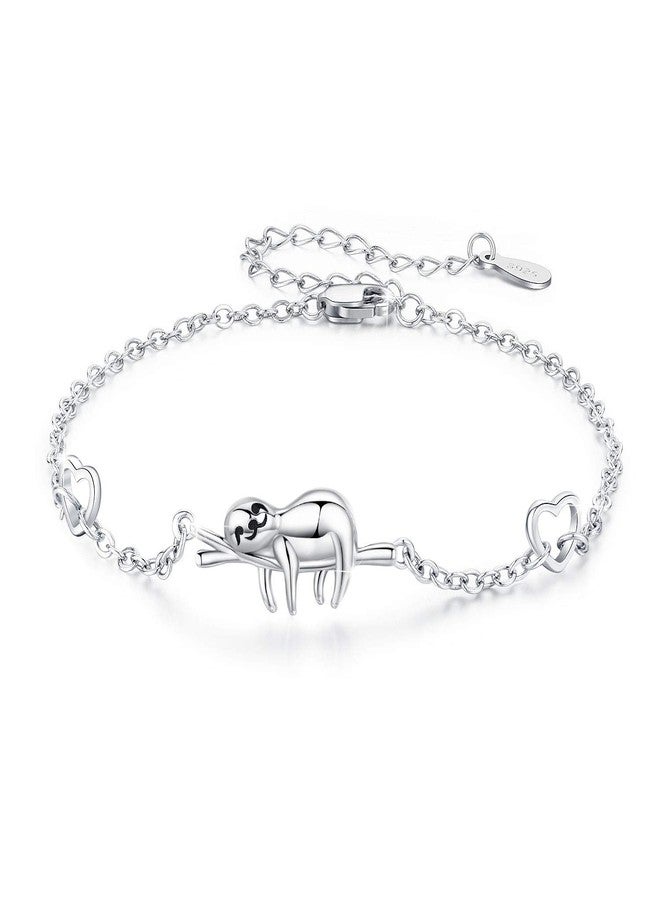 JUSTKIDSTOY Sloth Bracelets Sterling Silver “Slow Down Be Happy” Slider Animal Chain Necklaces for Women Sloth Gifts Lover (Bracelet) - Image 5