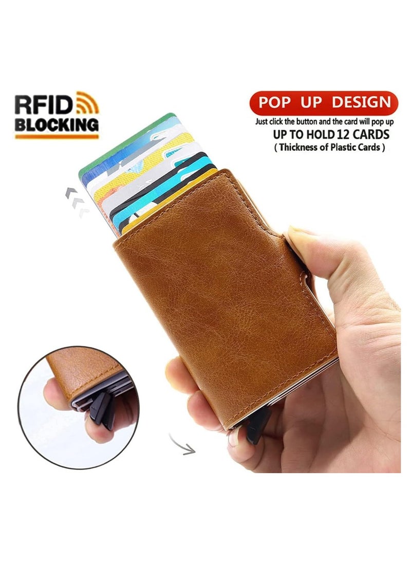 KASTWAVE Card Holder, Men Credit Card Holder, Slim Card Case Front Pocket Anti-theft-RFID Auto Pop up Travel Thin Wallets for Men - Image 2