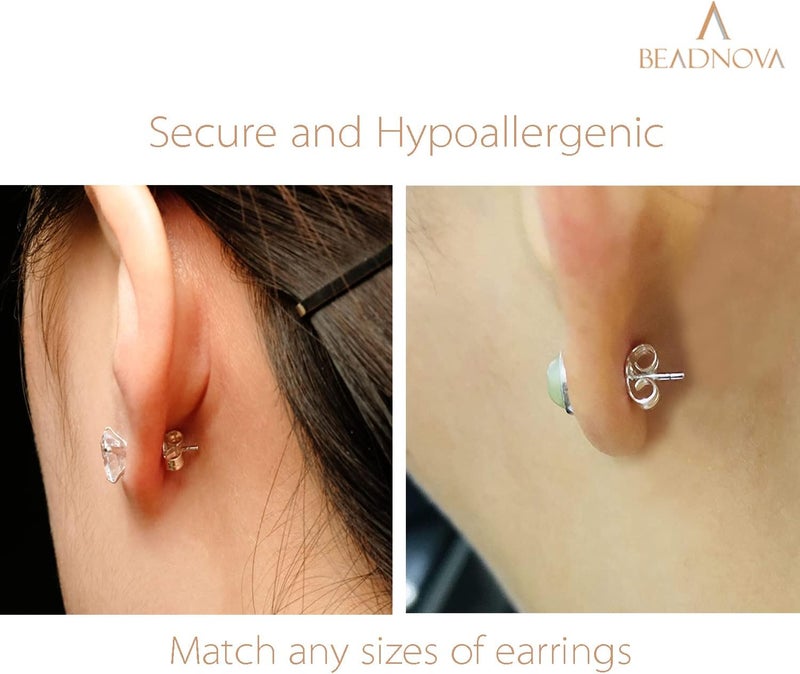 BEADNOVA 925 Sterling Silver Earring Backs Butterfly Earring Backing for Studs Locking Ear Studs Stopper Hypoallergenic Earstud Backings Replacement Secure Earstud Backs for Posts (12 pcs) - Image 4