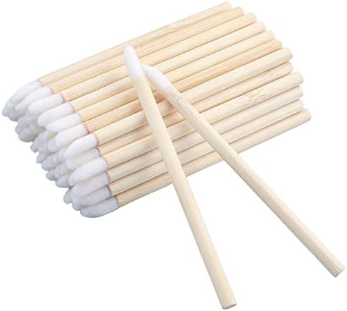 G2PLUS 50PCS Disposable Lip Brushes with Wooden Handle Makeup Lipstick Applicators Lip Gloss Wand Brushes for Lip Extension Application