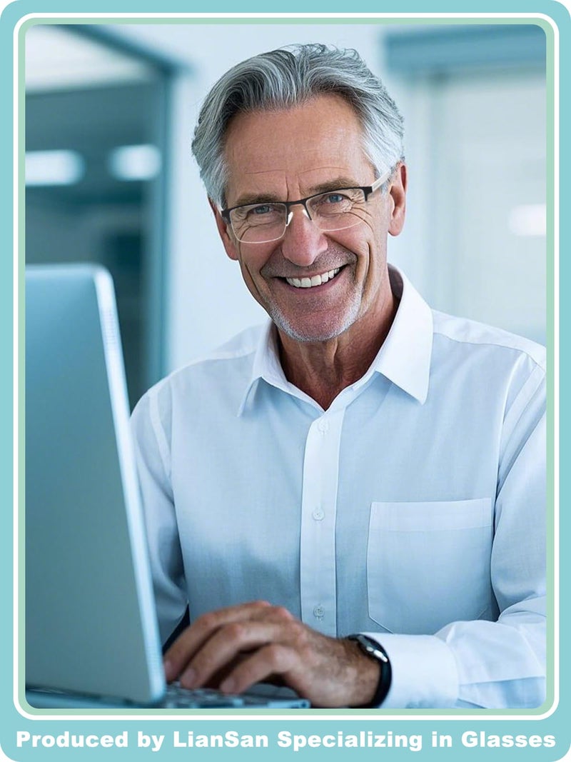 LianSan Premium Progressive Multifocus Reading Glasses Men - No-Line Aluminum Trifocal Blue Light Blocking Computer Readers(Multicolor P,3.00x) - Image 3