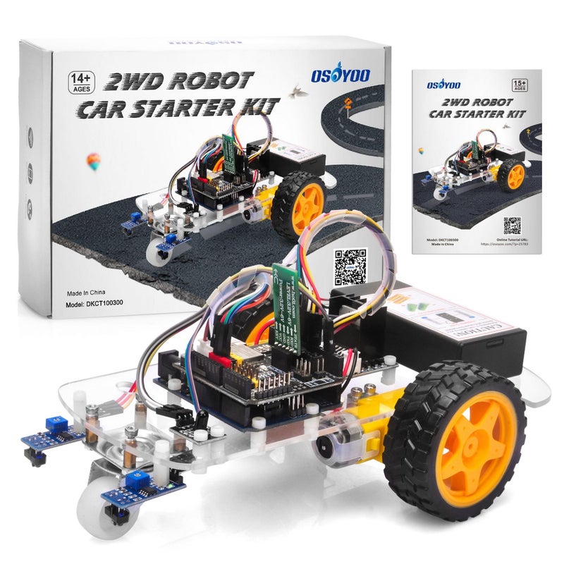 OSOYOO 2WD Robot Car Starter Kit for Arduino Smart Educational Robotics Kit for Beginners and Adults Build Code Control via WiFi Bluetooth IR Learn Programming Electronics - Image 3