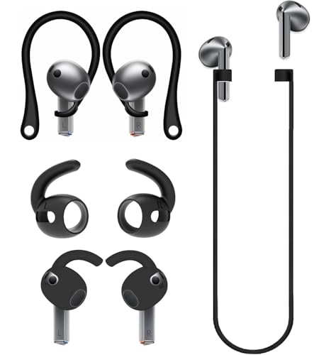 JNSA Anti-Slip Anti-Lose Set Compatible with Galaxy Buds3,Galaxy Buds3 Strap + Galaxy Buds3 Ear Hook 2 Sets (3in1),Black - Image 1