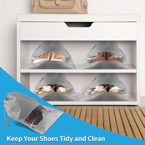 B11 Clear Transparent Nonwoven Shoe Bag for Men & Women Daily Storage and Travel Need Esential Shoes Pouches - Grey - 6 Pcs - Image 3