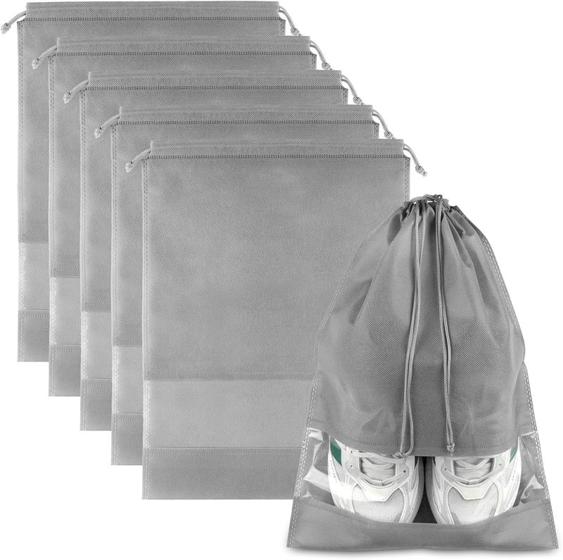 B11 Clear Transparent Nonwoven Shoe Bag for Men & Women Daily Storage and Travel Need Esential Shoes Pouches - Grey - 6 Pcs - Image 1