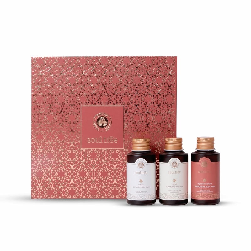 SoulTree Pushp Vanam Floral Essentials Body Wash Collection Gift Box 90ml - Image 1