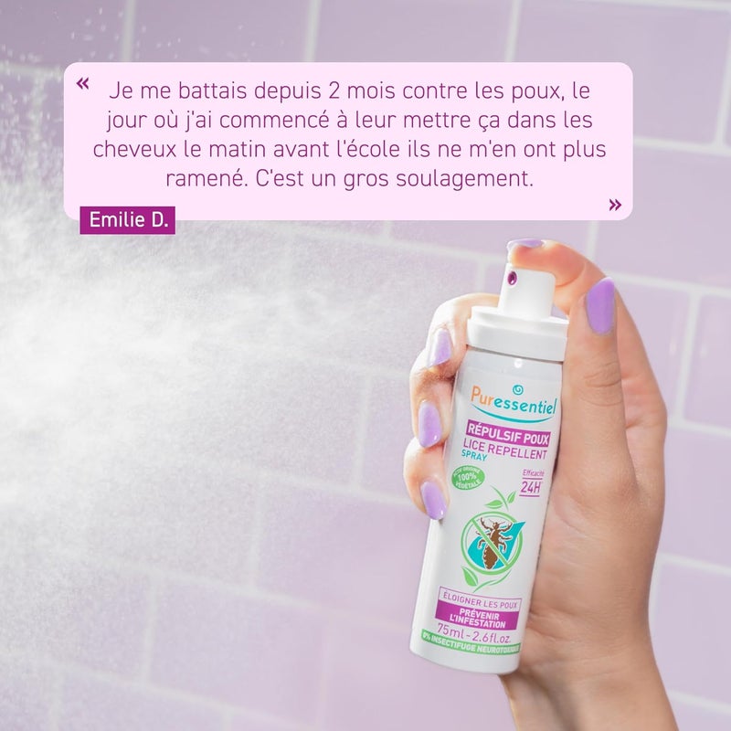 Puressentiel Head Lice Prevention and Repellent Spray For Kids and Adults Proven 24 h Protection Against Head Lice and Infestations 100 percent Natural Active Ingredients Vegan Cruelty Free 75 ml - Image 5