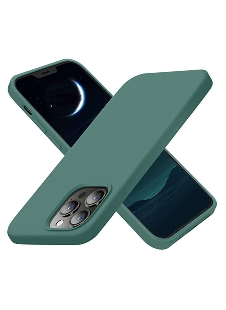 iPhone 13 Pro Case Cover 6.1 Inch Case Silicone Protective Case Soft Silicone Case with Soft Microfiber Lining,Anti-Scratch,Slim Thin Cover for iPhone 13 Pro Cover Case(Dark Green) - Image 1