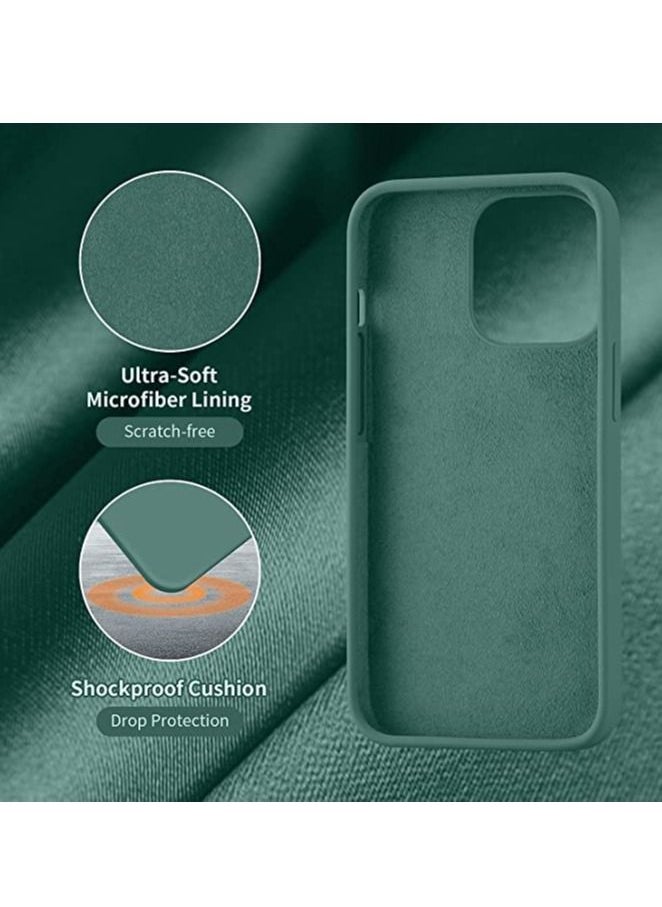 iPhone 13 Pro Case Cover 6.1 Inch Case Silicone Protective Case Soft Silicone Case with Soft Microfiber Lining,Anti-Scratch,Slim Thin Cover for iPhone 13 Pro Cover Case(Dark Green) - Image 3