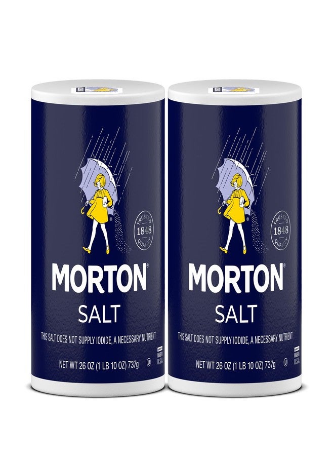 Morton Plain Salt, (26 oz), 2-Pack - All-Purpose, Non-Iodized Salt, Perfect for Cooking & Table Use - Image 1