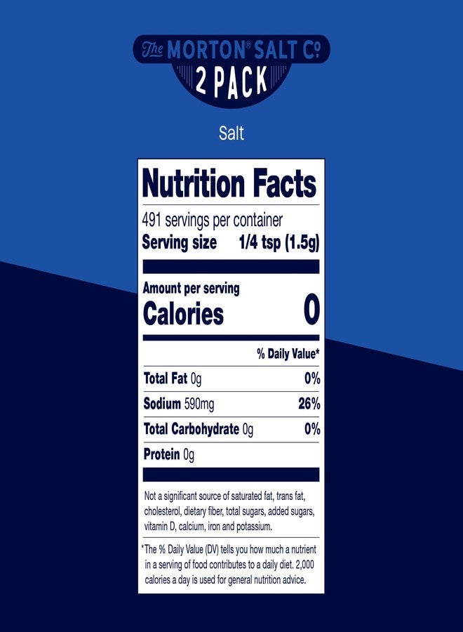 Morton Plain Salt, (26 oz), 2-Pack - All-Purpose, Non-Iodized Salt, Perfect for Cooking & Table Use - Image 3