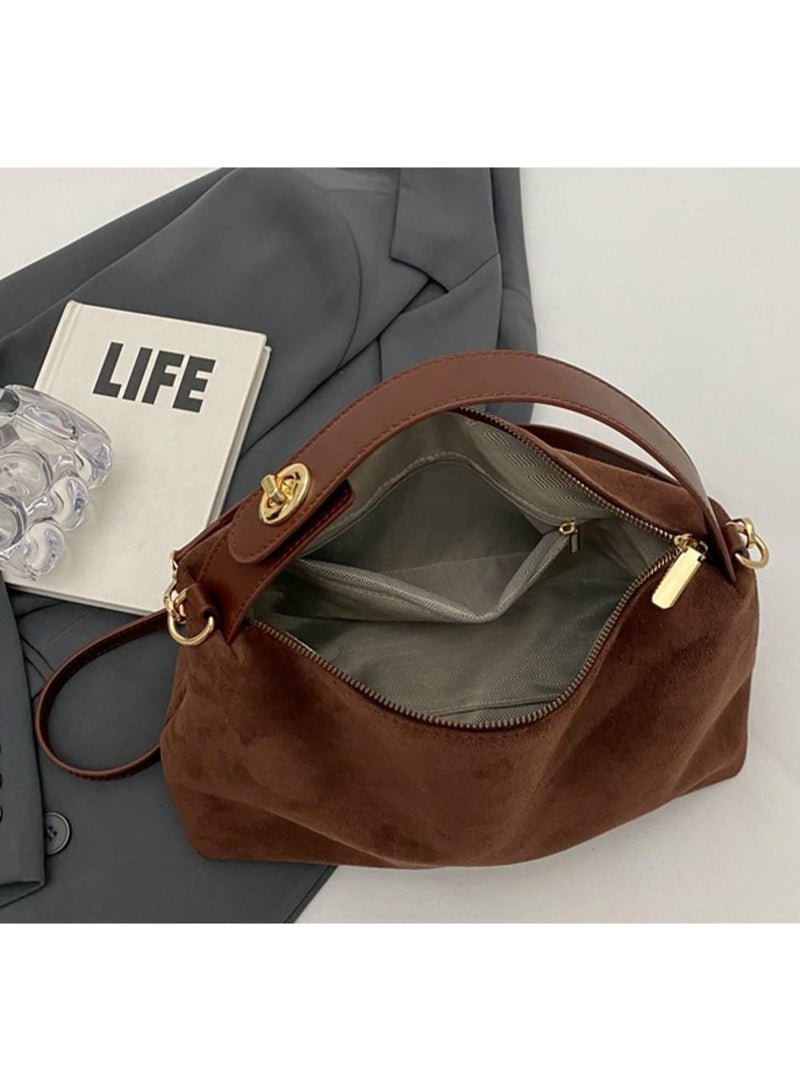 Women's Slouchy Suede Crescent Hobo Bag, Shoulder Crossbody Tote Handbag - Image 5