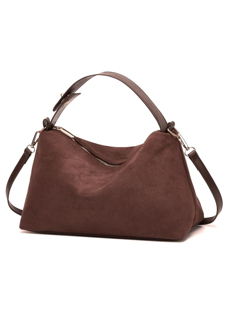Women's Slouchy Suede Crescent Hobo Bag, Shoulder Crossbody Tote Handbag - Image 1