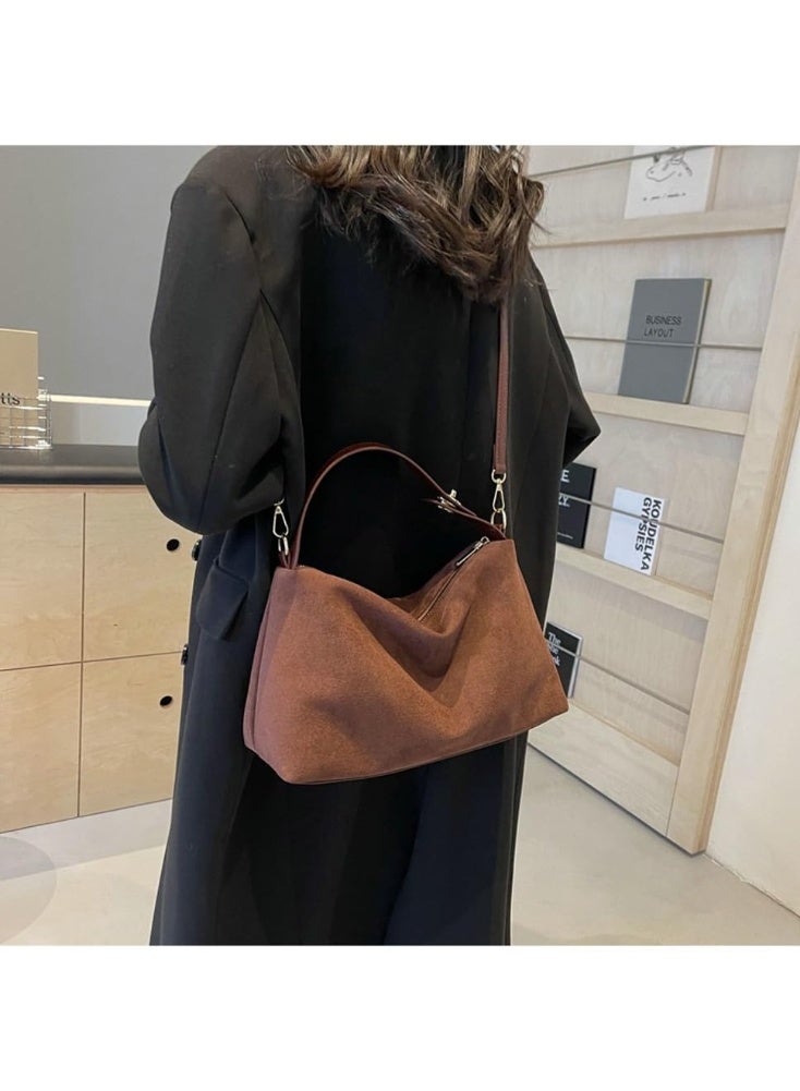 Women's Slouchy Suede Crescent Hobo Bag, Shoulder Crossbody Tote Handbag - Image 3