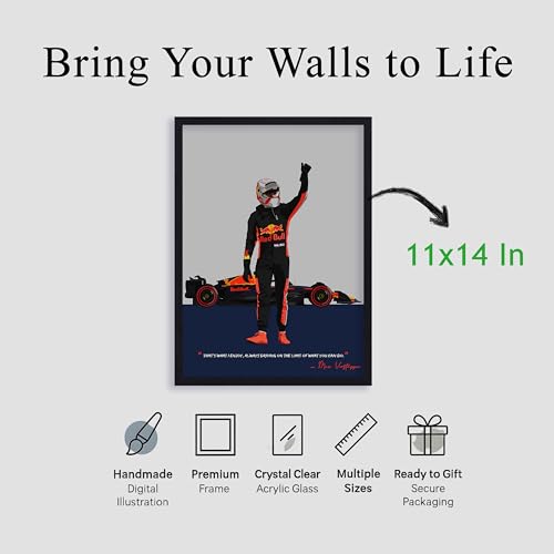 QUOTE - UNQUOTE ART Max Verstappen Frame, F1 Poster, 11x14 inches, Black Frame - Image 5