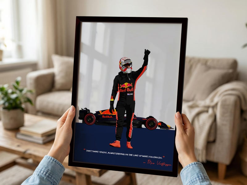 QUOTE - UNQUOTE ART Max Verstappen Frame, F1 Poster, 11x14 inches, Black Frame - Image 2