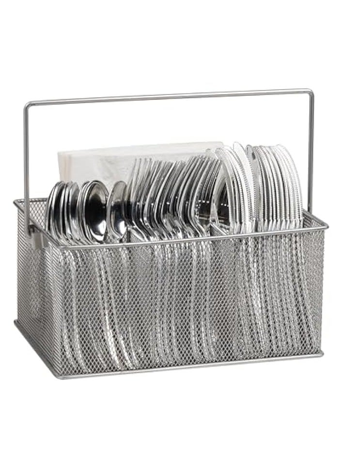 Green Tiger Storage Basket Organizer, Utensil Holder, Forks, Spoons, Knives, Napkins, Perfect for Desk Supplies, Pencil, Pens, Silver - Image 1