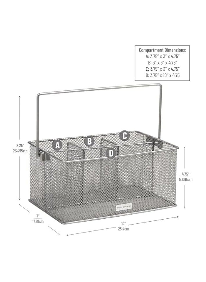 Green Tiger Storage Basket Organizer, Utensil Holder, Forks, Spoons, Knives, Napkins, Perfect for Desk Supplies, Pencil, Pens, Silver - Image 2
