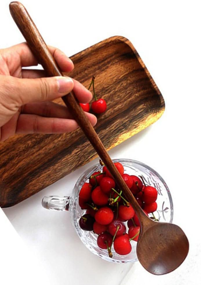 اوسي ملاعق خشبية طويلة، قطعة واحدة على الطراز الكوري، طول 10.9 بوصة، خشب طبيعي 100%، ملاعق مستديرة بمقبض طويل لطهي الحساء والخلط والتقليب، أدوات مطبخ لمقاطع موكبانغ (ملعقة حساء على الطراز الكوري) - Image 5
