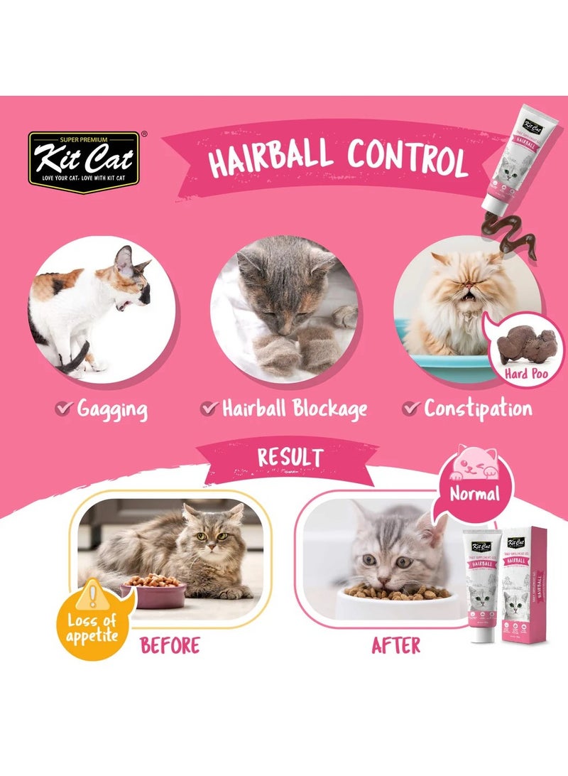كيت كات فيتامينات قطط معجون غذائي لتقليل كرات الشعر للقطط اليالغة والقطط الصغيرة - 120 جرام - معزز للهضم وصحي للفراء - Image 2