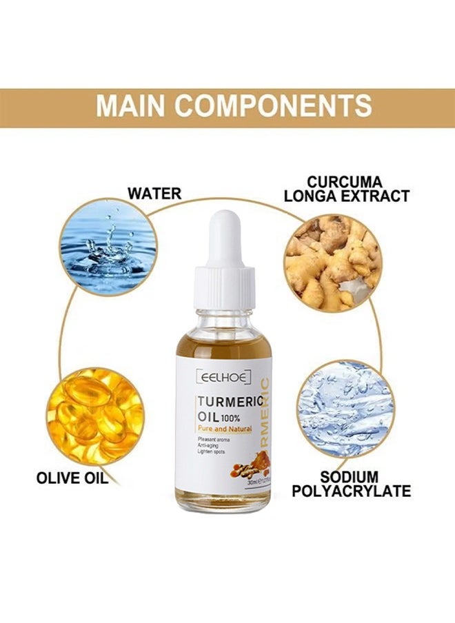 EELHOE Turmeric Oil-Dark Spot And Anti-Aging Turmeric Repair Face Serum, Natural Turmeric Bright Skin Dark Spot Skin Care Moisturizing Repair Serum Turmeric Oil For Face 30ml  - Image 2