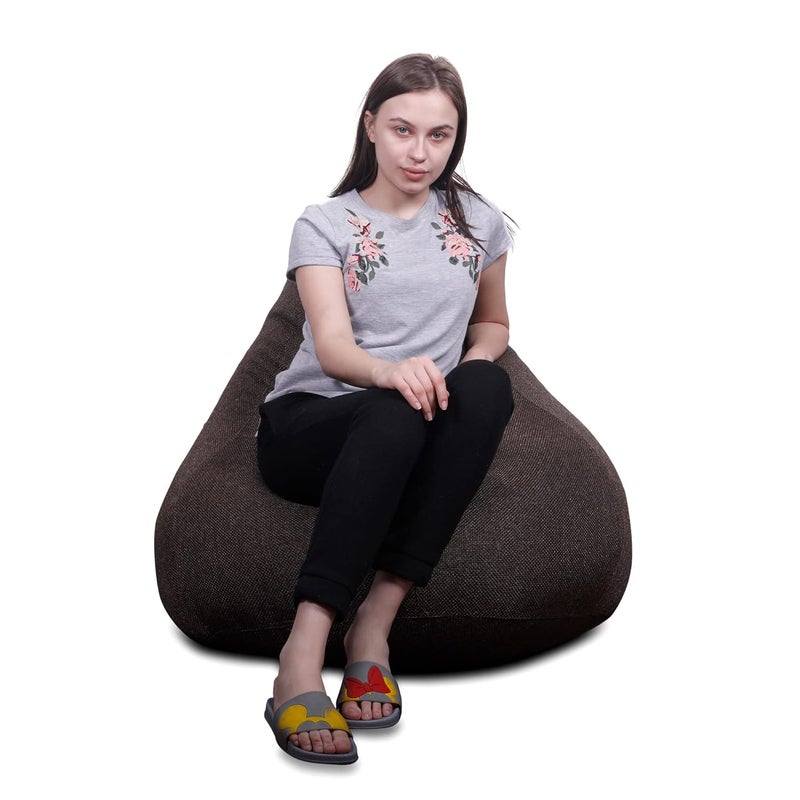 Generic Alfanso ORGANIX Collection Classic Bean Bag Jumbo SAC Size Chocolate Brown Color in Organic Jute Fabric Cover Only - Image 4