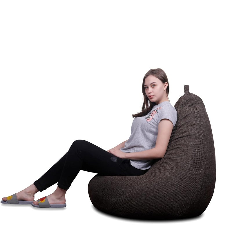 Generic Alfanso ORGANIX Collection Classic Bean Bag Jumbo SAC Size Chocolate Brown Color in Organic Jute Fabric Cover Only - Image 2