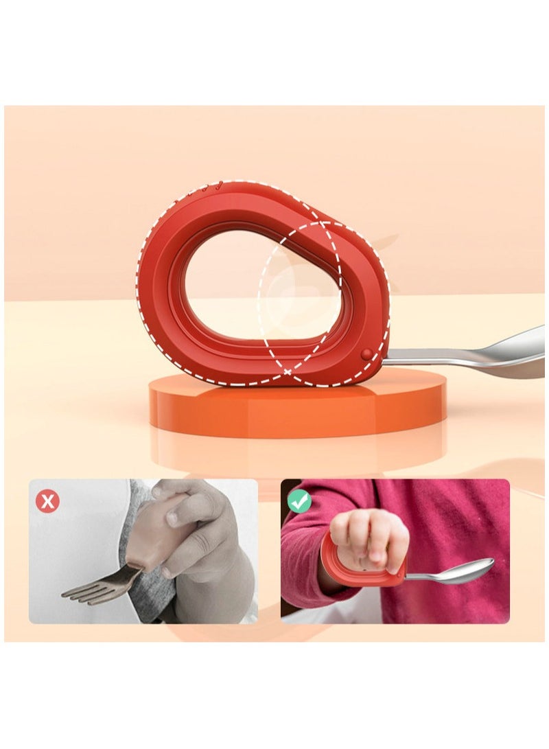 أطفال الهوغوز ملعقة شوكة من الفولاذ المقاوم للصدأ مقبض السيليكون المعدنية أدوات المائدة المناسبة للرضع الذين تزيد أعمارهم عن 12 شهرا من التدريب على التغذية المستقلة بما في ذلك صندوق التخزين - Image 2