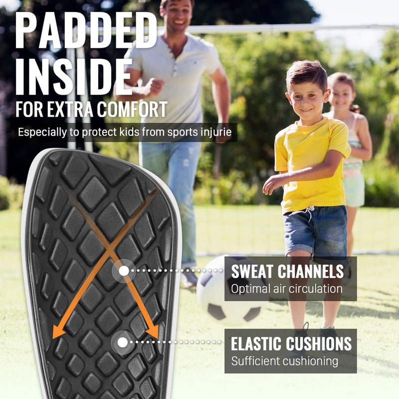 Northdeer Soccer Shin Pads for Kids incl. Sleeves with Optimized Insert Pocket - Protective Soccer Equipment Gear for Boys Girls (Grey M) - Image 3