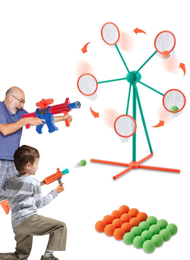 ERTYU Shooting Games Toys for Age 3+ Year Old Boys, Kids Toy Sports & Outdoor Game with Moving Shooting Target & 2 Popper Air Toy Guns & 24 Foam Balls, Gifts for Boys and Girls - Image 1