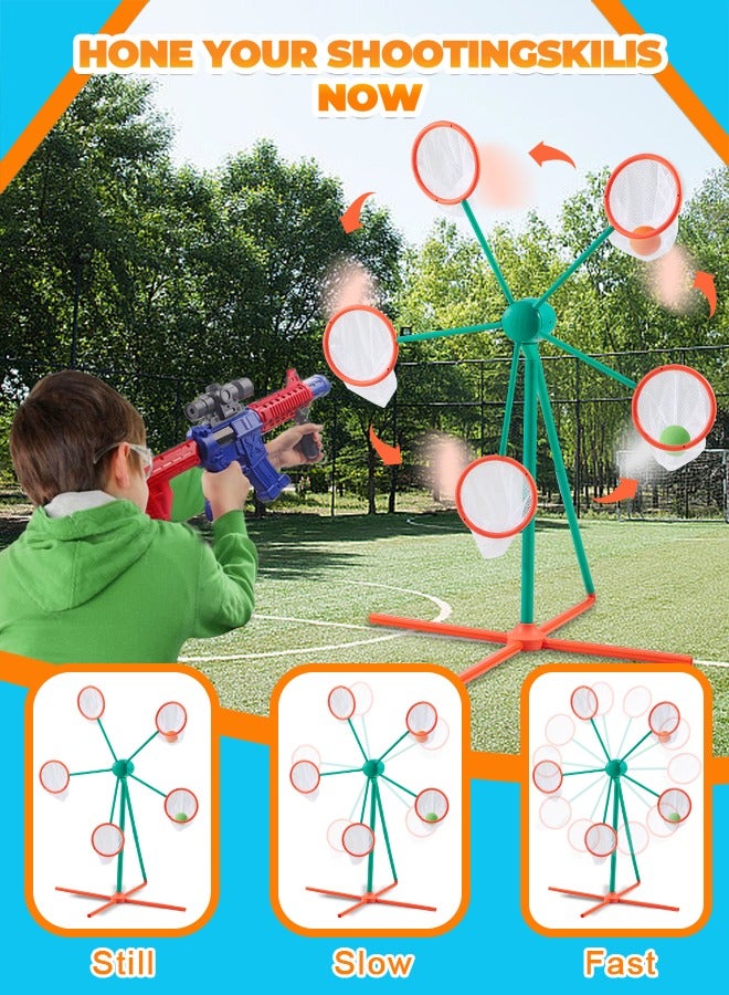 ERTYU Shooting Games Toys for Age 3+ Year Old Boys, Kids Toy Sports & Outdoor Game with Moving Shooting Target & 2 Popper Air Toy Guns & 24 Foam Balls, Gifts for Boys and Girls - Image 3