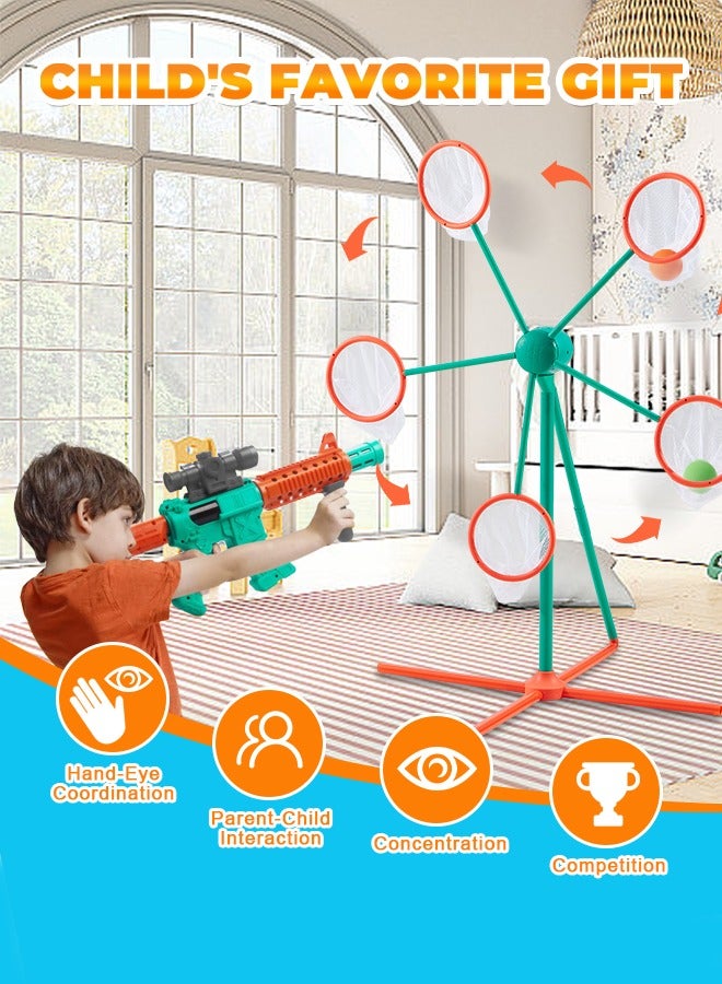 ERTYU Shooting Games Toys for Age 3+ Year Old Boys, Kids Toy Sports & Outdoor Game with Moving Shooting Target & 2 Popper Air Toy Guns & 24 Foam Balls, Gifts for Boys and Girls - Image 2