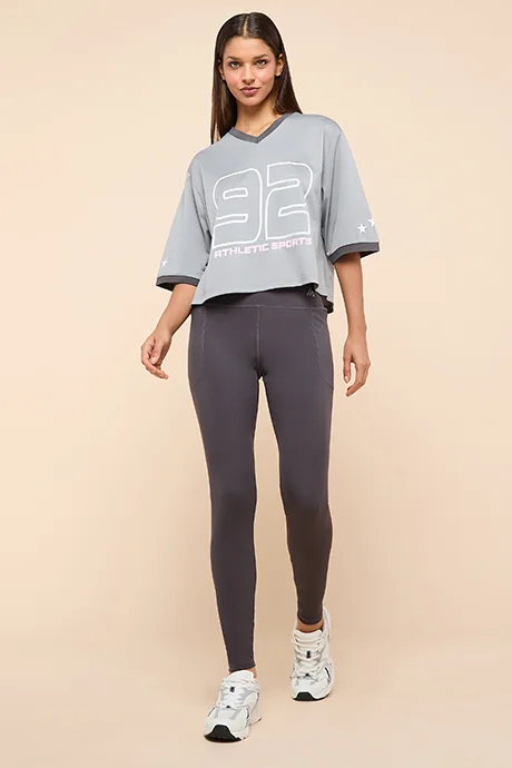أر أند بي Typography Print T-Shirt With Crew Neck and Short Sleeves