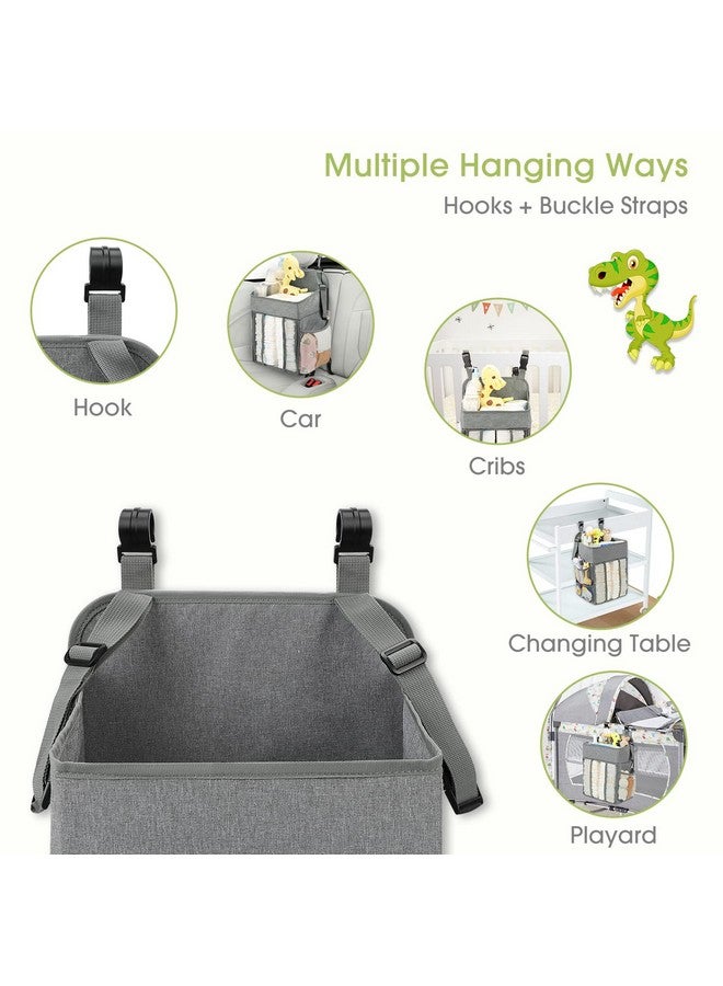 Maliton Changing Table Diaper Organizer Baby Hanging Diaper Stacker Nursery Caddy Organizer For Cribs Playard Baby Essentials Storage (Gray) - Image 4