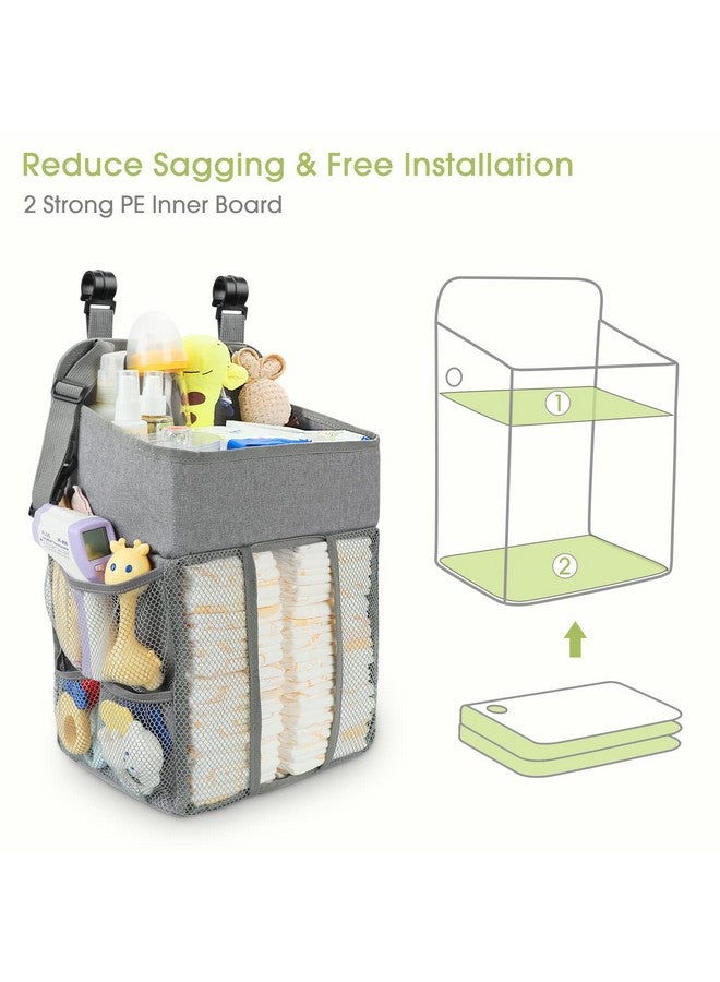 Maliton Changing Table Diaper Organizer Baby Hanging Diaper Stacker Nursery Caddy Organizer For Cribs Playard Baby Essentials Storage (Gray) - Image 3