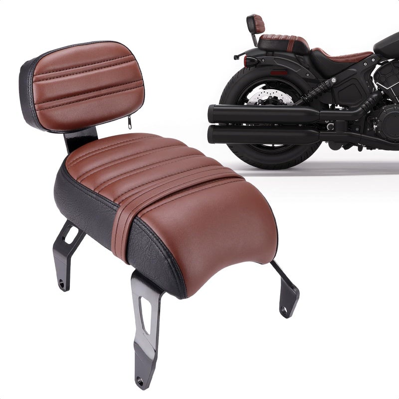 Aferrizu Motorcycle seat Passenger Seat Backrest Compatible with Indian Scout Bobber 20182024 Replace OEM Number 2882853VBA Brown