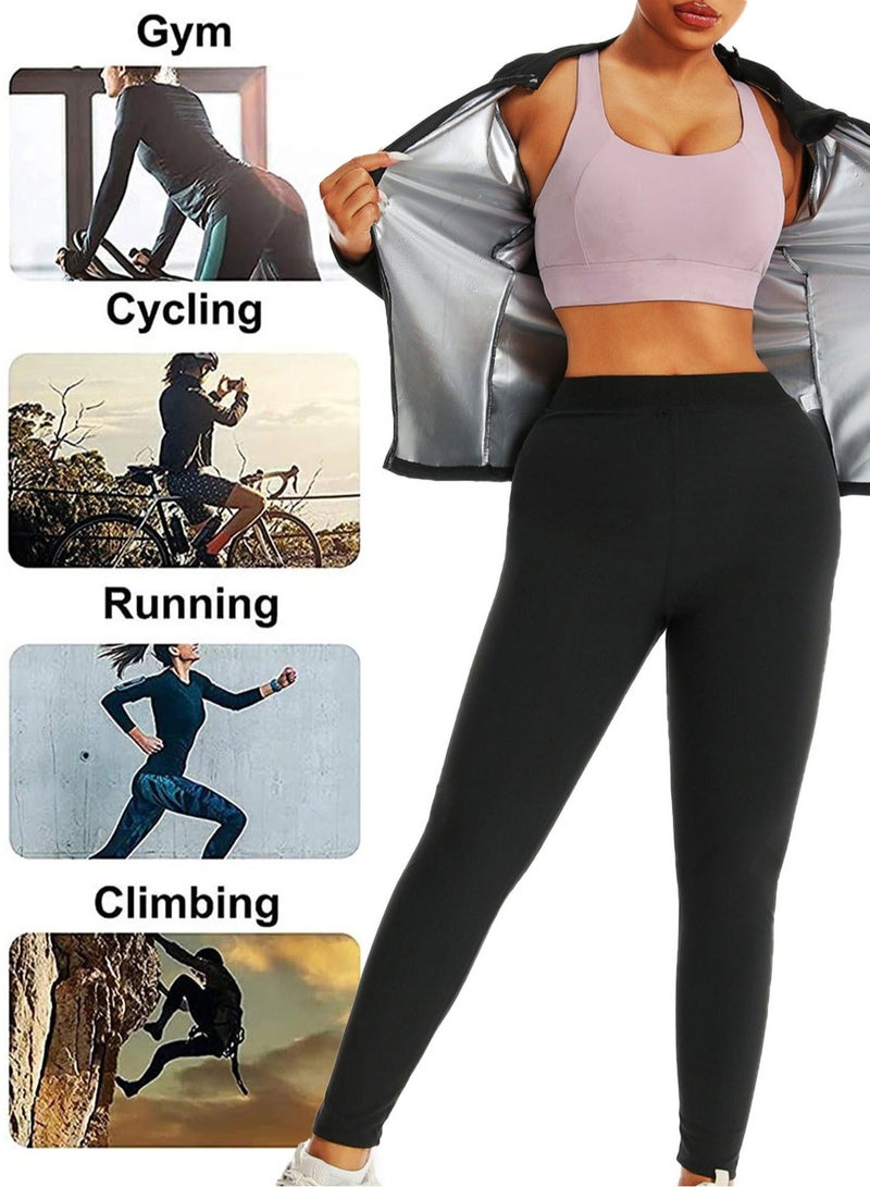 RATSAW Women Sauna Suit Weight Loss Gym Sweat Suits Workout Jacket Lock Sweating Profusely Jacket Workout Fitness Compression Sweat Suits for Women - Image 3