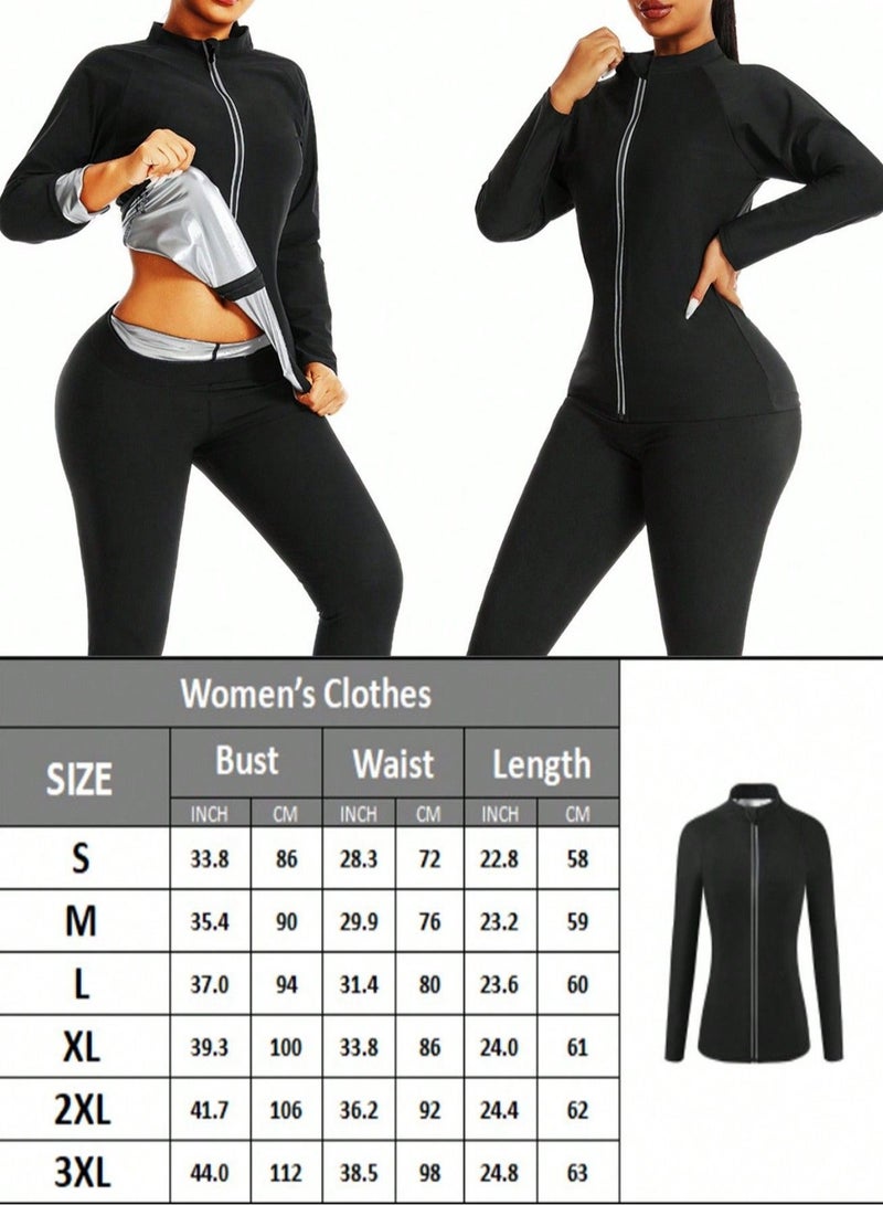 RATSAW Women Sauna Suit Weight Loss Gym Sweat Suits Workout Jacket Lock Sweating Profusely Jacket Workout Fitness Compression Sweat Suits for Women - Image 2