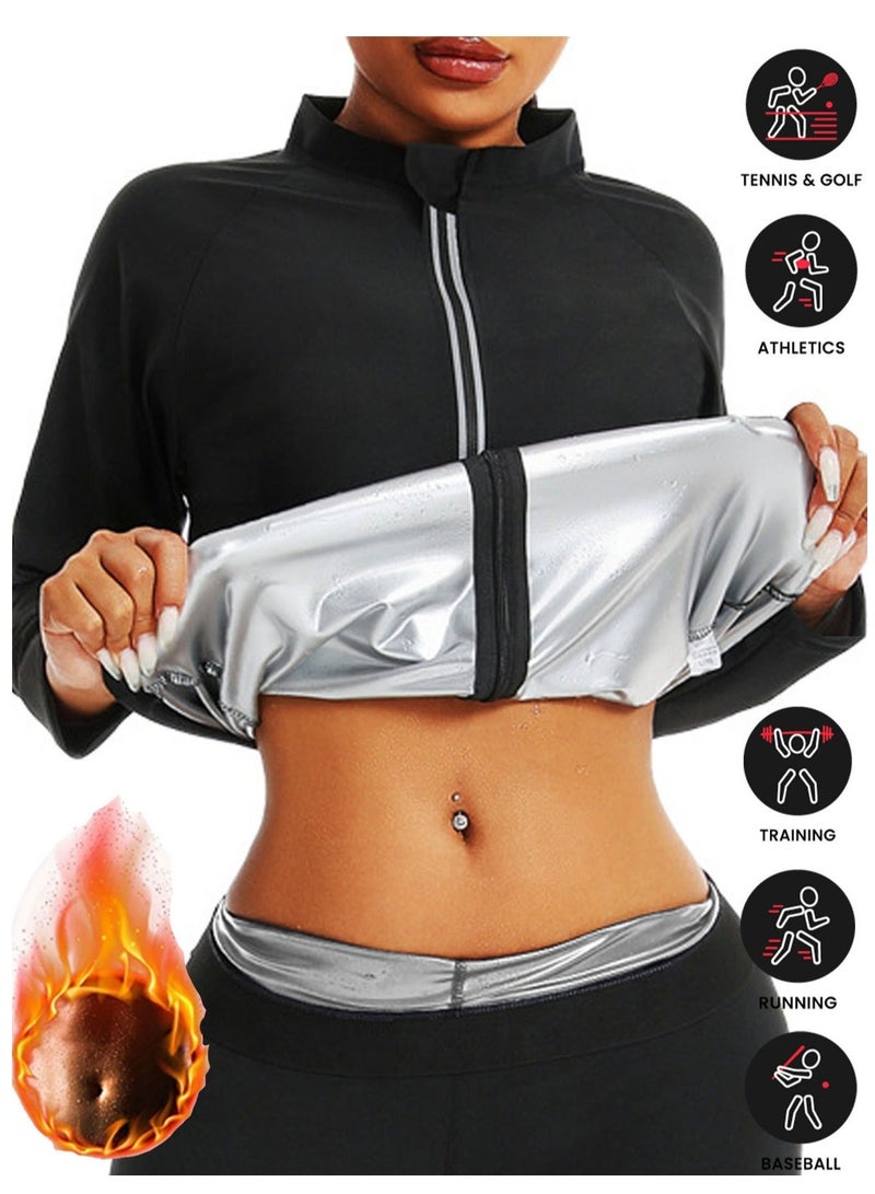 RATSAW Women Sauna Suit Weight Loss Gym Sweat Suits Workout Jacket Lock Sweating Profusely Jacket Workout Fitness Compression Sweat Suits for Women - Image 1