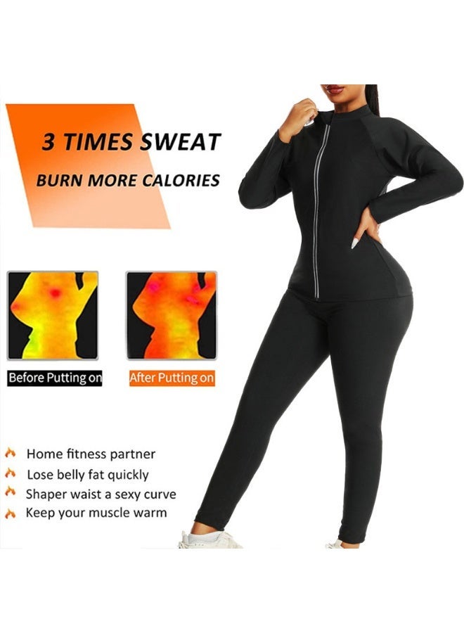RATSAW Women Sauna Suit Weight Loss Gym Sweat Suits Workout Jacket Lock Sweating Profusely Jacket Workout Fitness Compression Sweat Suits for Women - Image 4