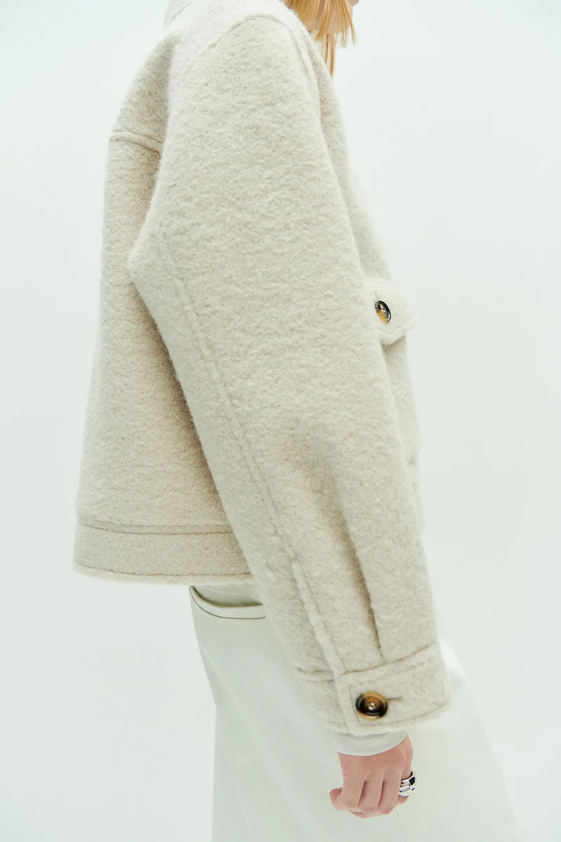 اتش اند ام Fluffy-collar twill jacket