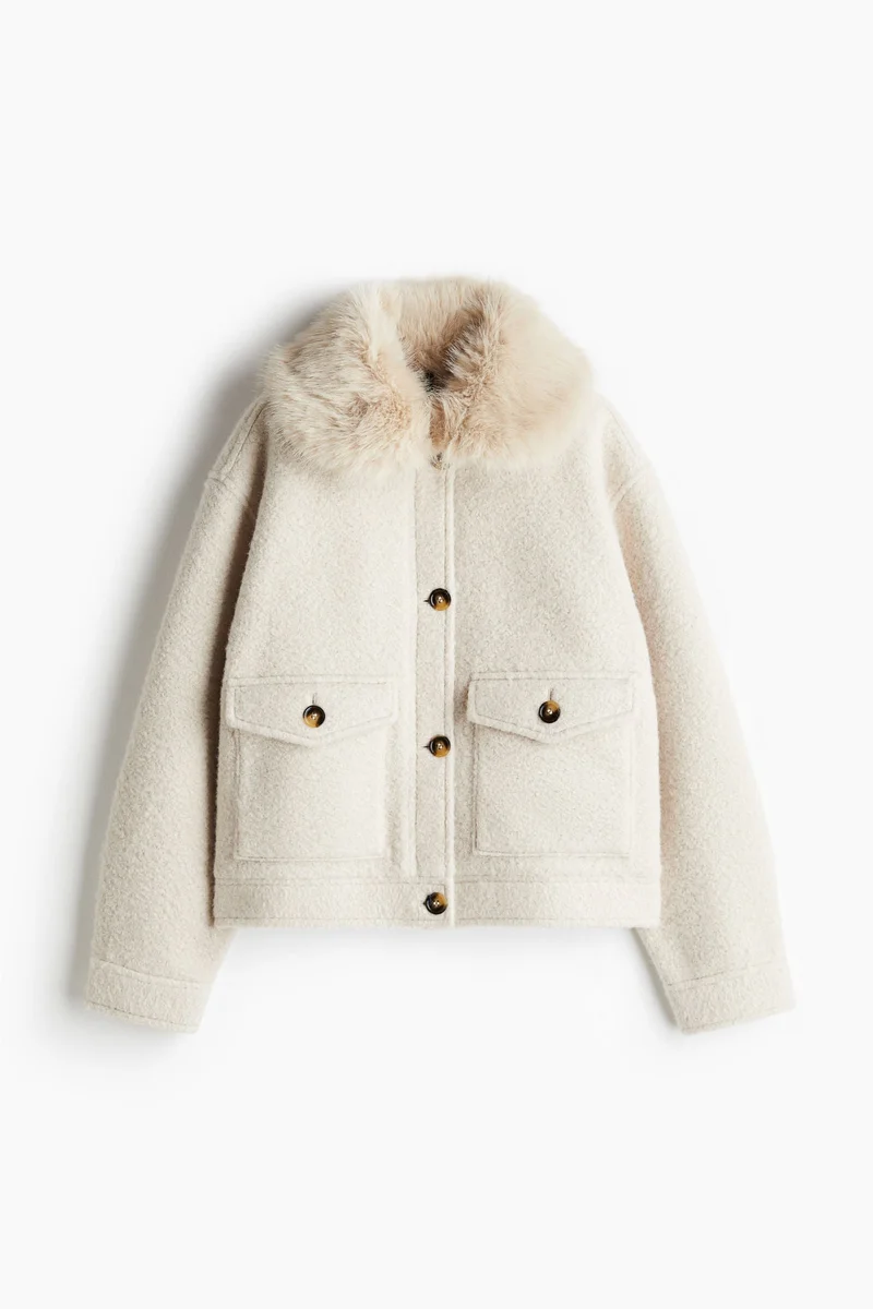 H&M Fluffy-collar twill jacket