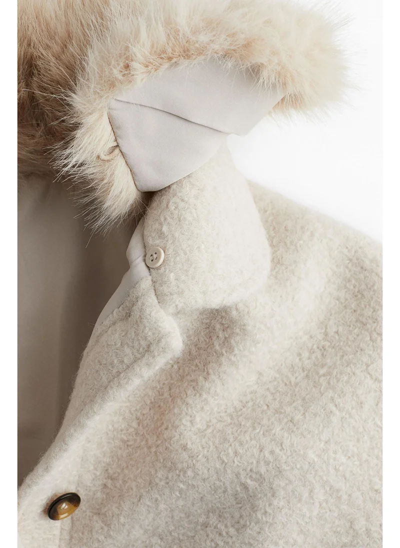 اتش اند ام Fluffy-collar twill jacket
